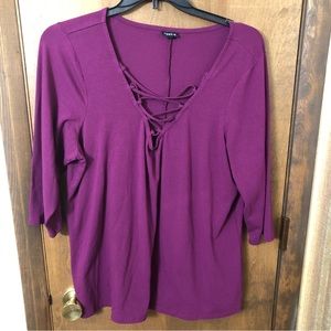 Torrid 3 (3X) Berry Lattice Tee